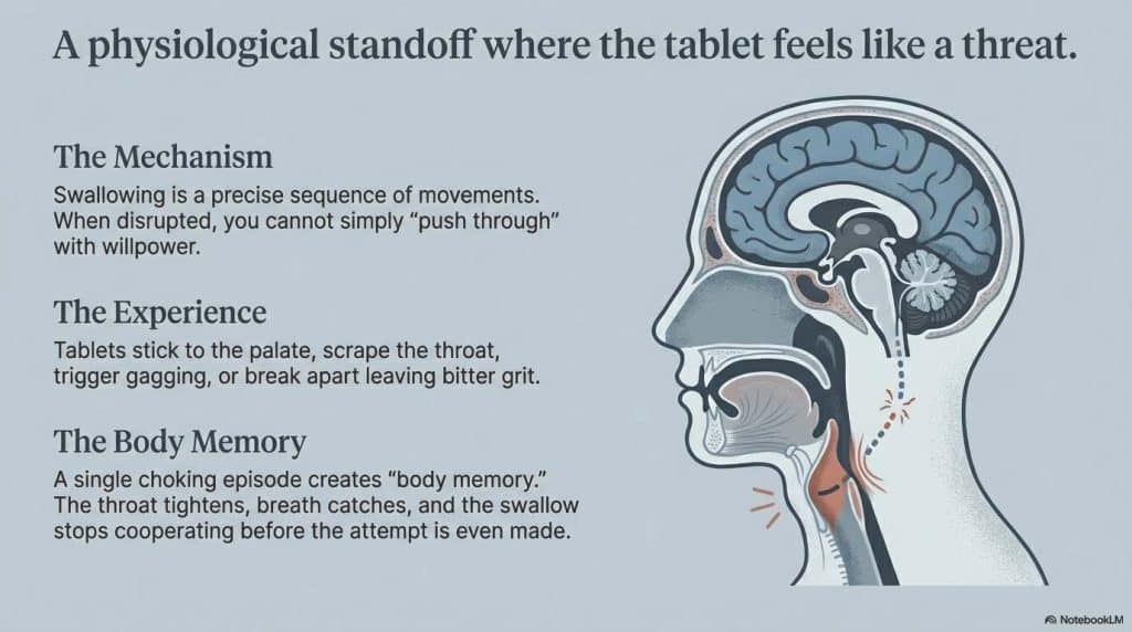 Tablets stick to palate